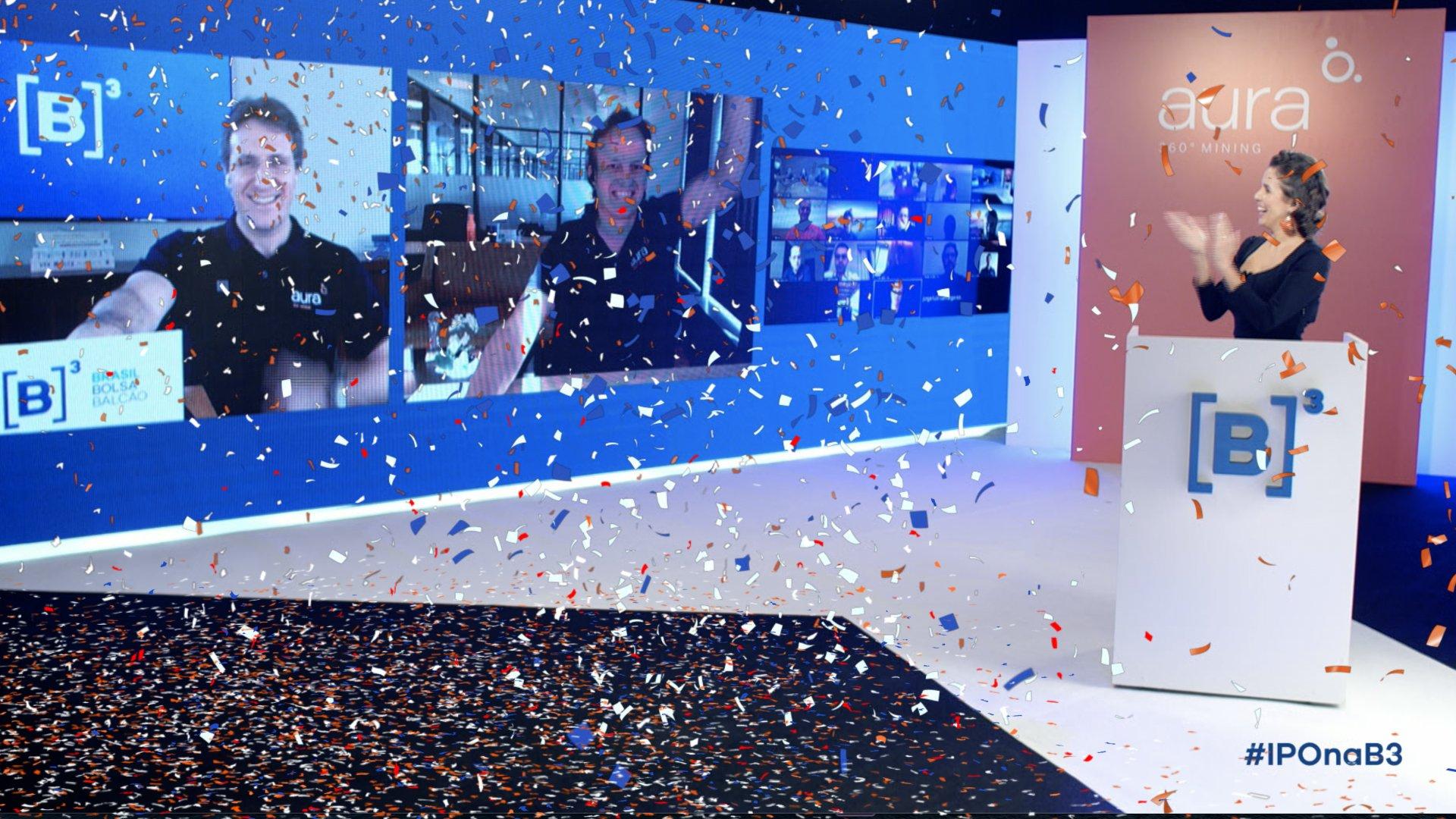 Sem campanhia: empresas estreiam na bolsa sem apertar o sinal do pregão e após road show virtual, como Aura Minerals (B3/Divulgação)