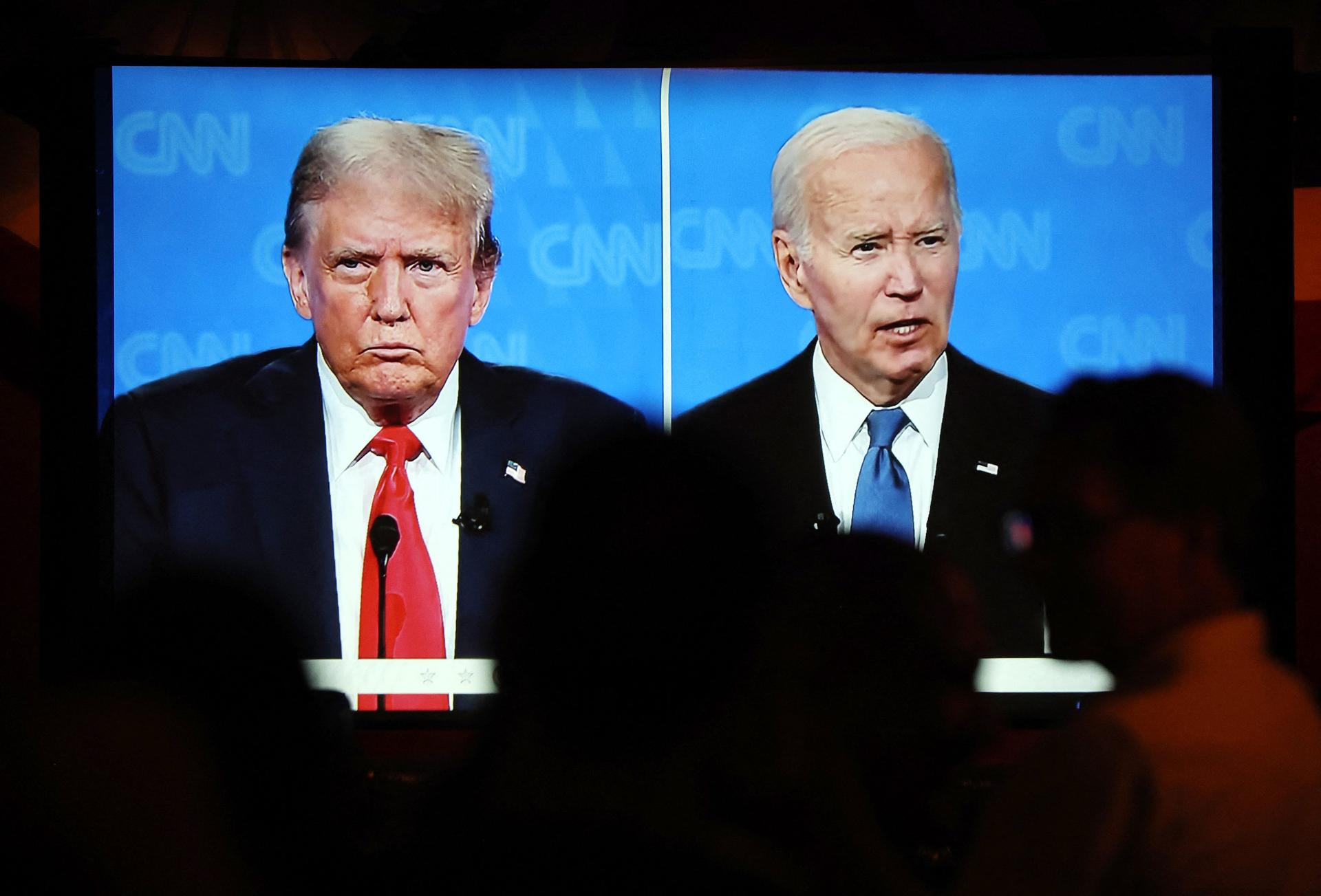 Debate presidencial da CNN entre Joe Biden (81) e Donald Trump (78), no fim de junho (Mario Tama/Getty Images)