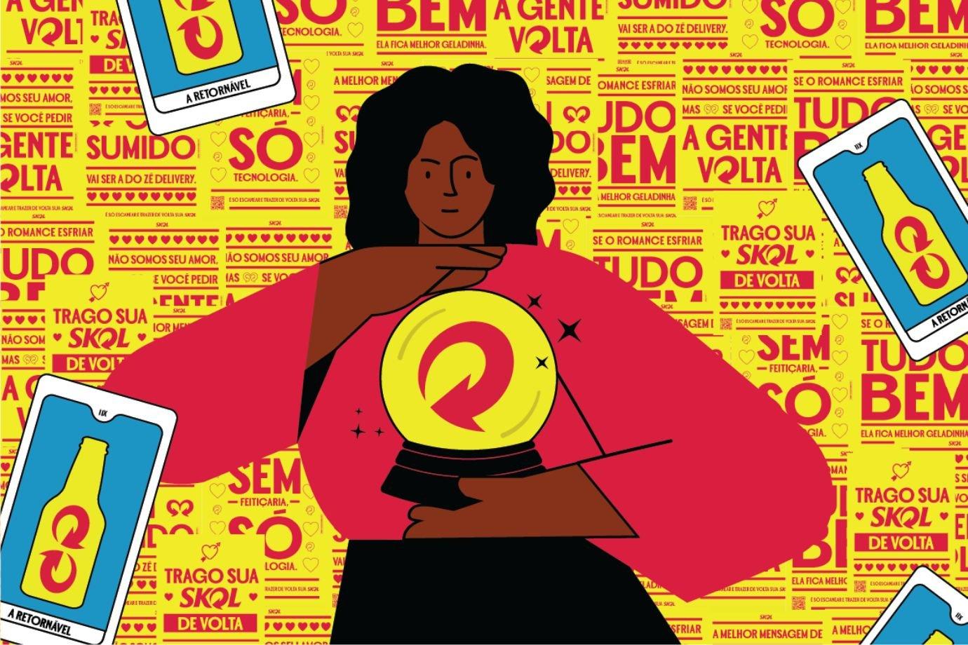 "Trago sua Skol de volta": Campanha foi utilizada em 2022 para promover rótulos retornáveis (Ambev/Divulgação)